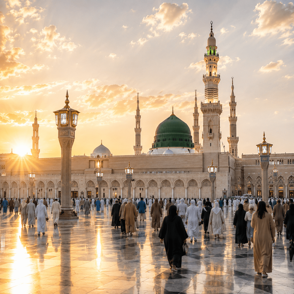Masjid Nabawi in Madinah visited by Umrah pilgrims