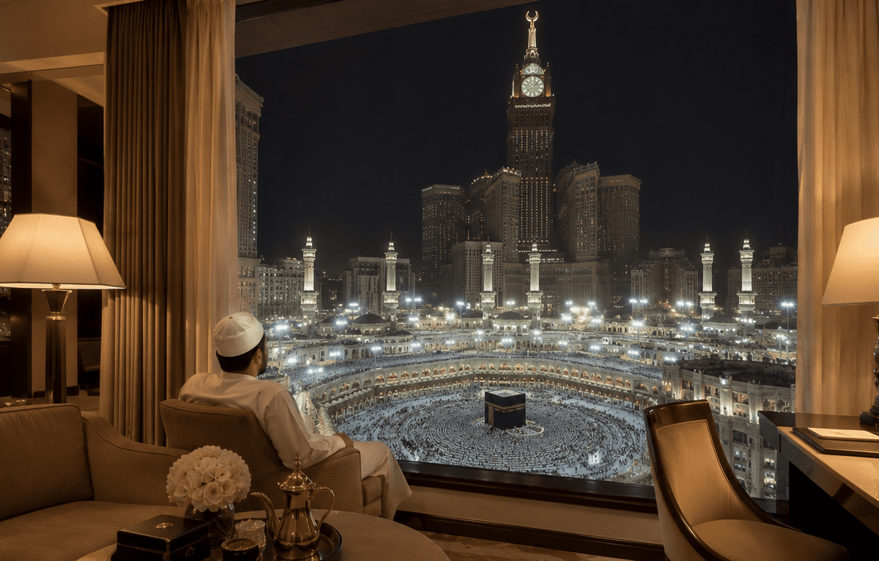 Luxury VIP suite overlooking the Holy Kaaba and Clock Tower